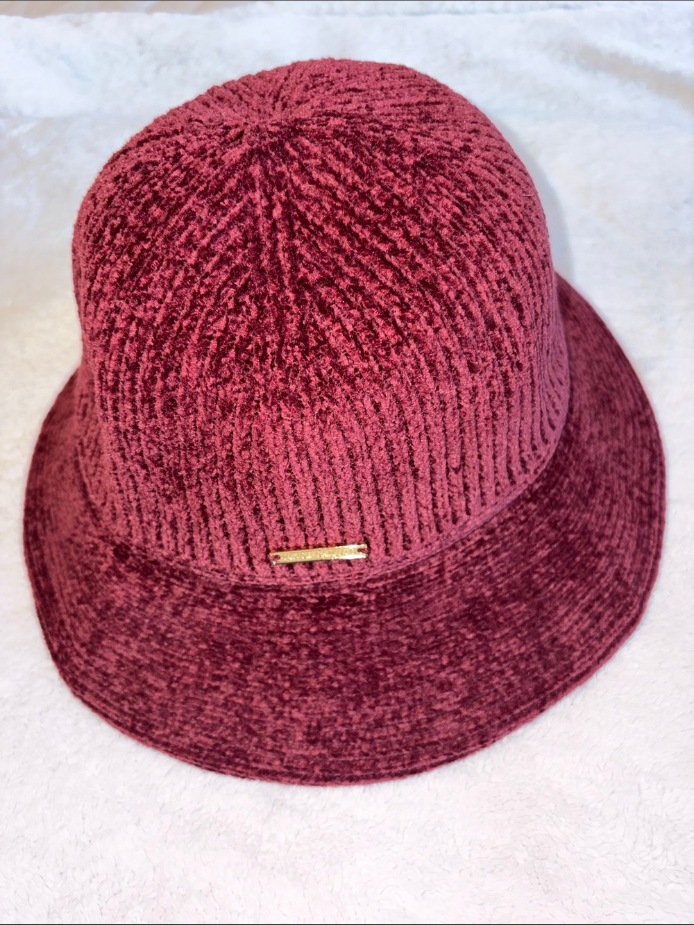 Vince Camuto Burgundy Chenille Bucket Hat